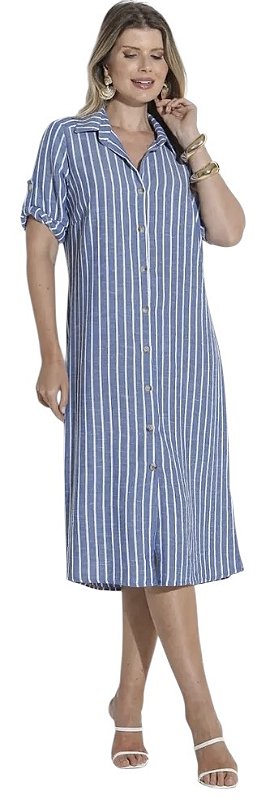 Vestido Midi Listras Viscolinho