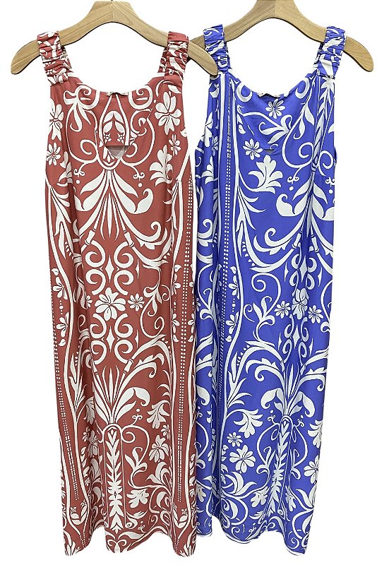 Vestido Midi Alça Estampado Viscose