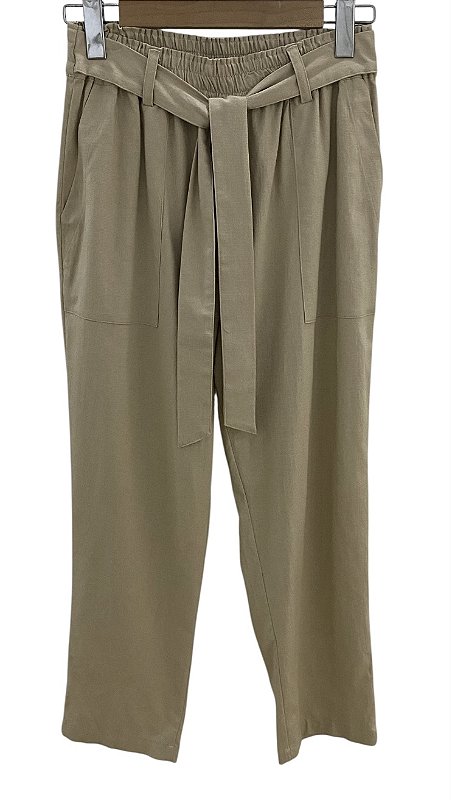 Calça Elástico Cintura Bolsos Viscolinho