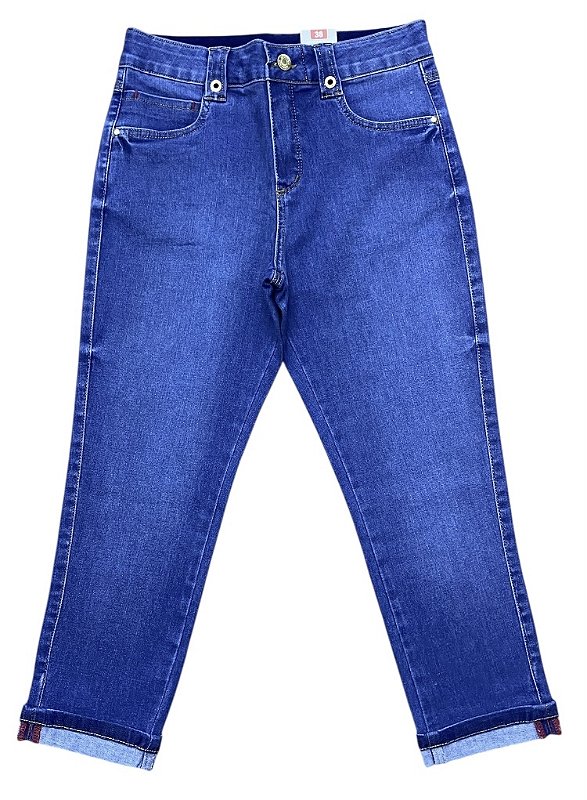 Calça Capri Cintura Alta Jeans
