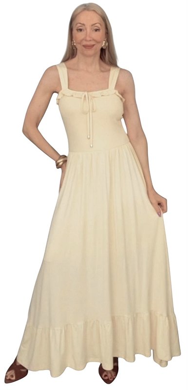 Vestido Alça Babado Malha