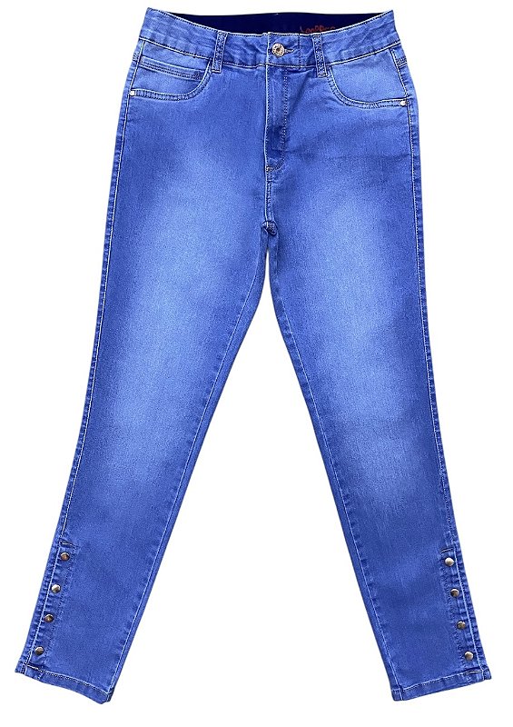 Calça Capri Tornozelo Cintura Alta Jeans