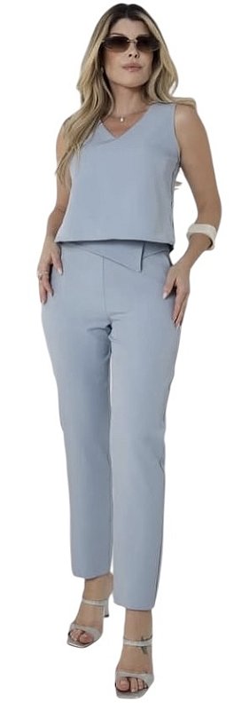 Calça Detalhe Cintura Crepe