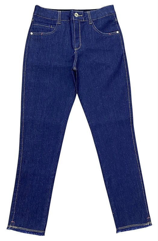 Calça Capri Tornozelo Cintura Alta Jeans