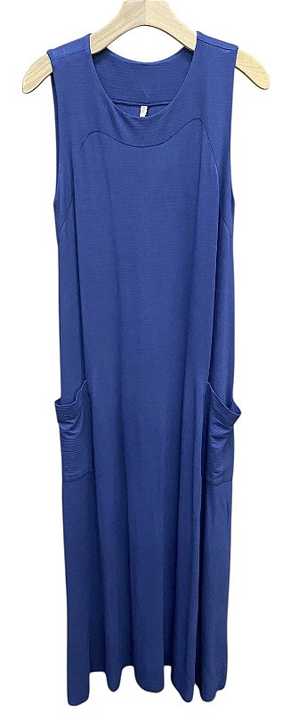 Vestido Regata Bolsos Frontal Malha