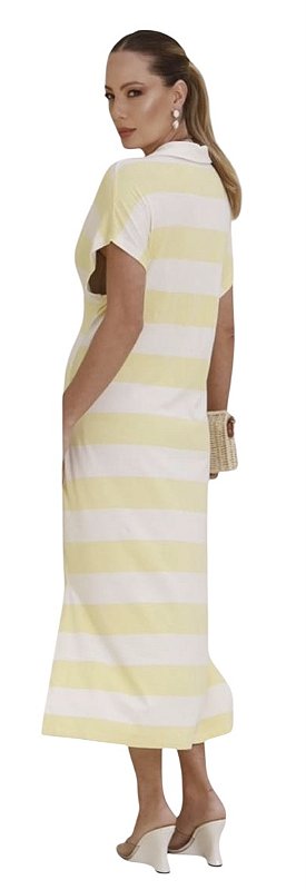 Vestido Listrado Gola Viscomalha