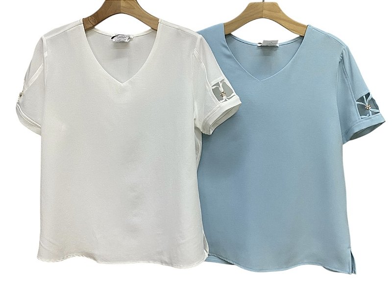 Blusa Manga Curta Gola V Viscose