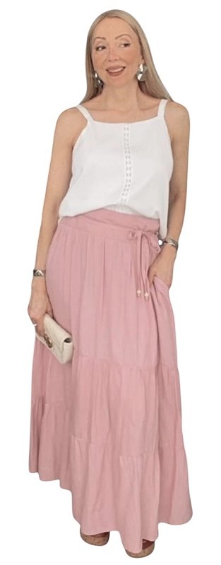 Saia Midi Cinto Viscose