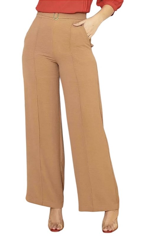 Calça Pantalona Fivela Crepe