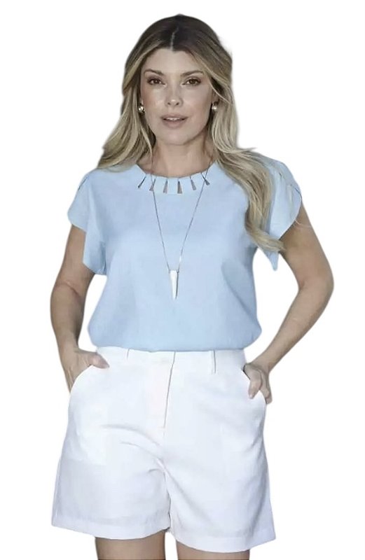 Blusa Manga Curta Transpassada Viscose