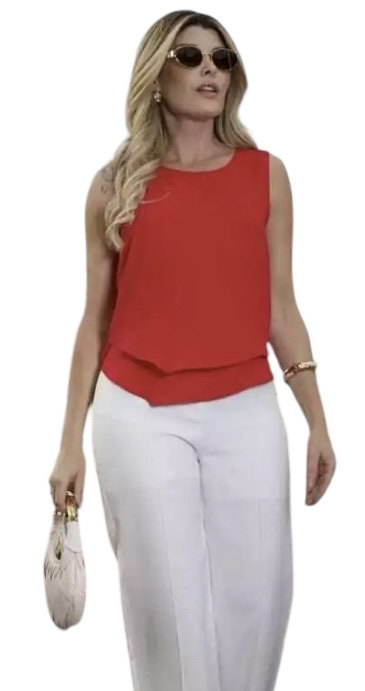 Blusa Regata Assimetrica Crepe