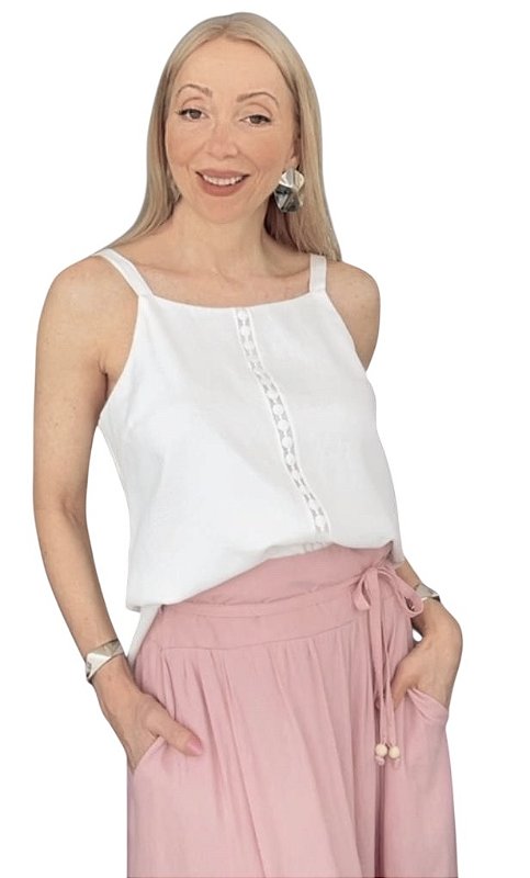 Blusa Alça Botões Costas Viscolinho