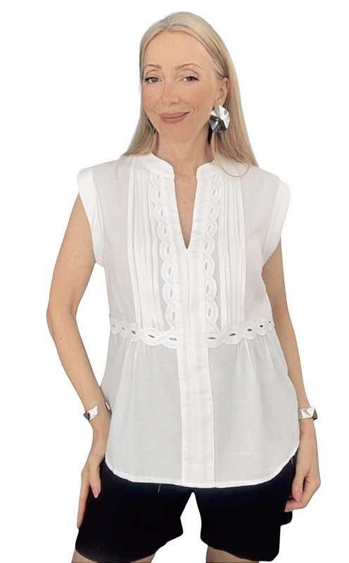 Blusa Regata Drapeado Viscolinho