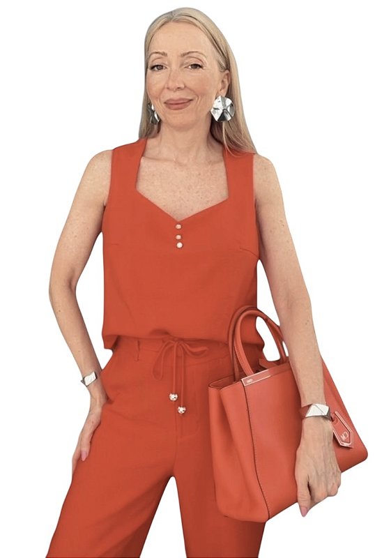 Blusa Regata Detalhe Frontal Viscolinho