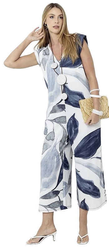 Macacão Regata Estampado Viscomalha