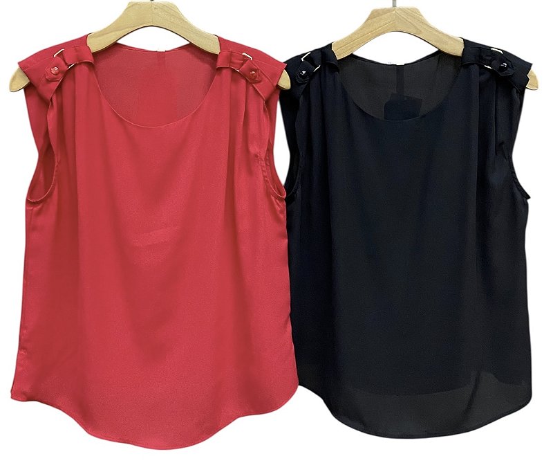 Blusa Regata Detalhe Ombro Crepe
