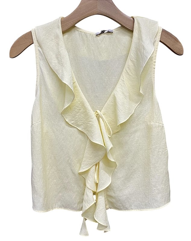 Blusa Regata Babados Viscolinho