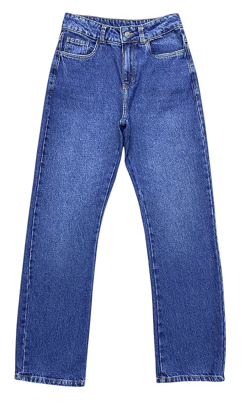 Calça Reta Cintura Alta Jeans
