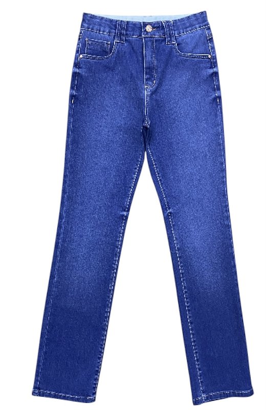 Calça Reta Cintura Alta Jeans