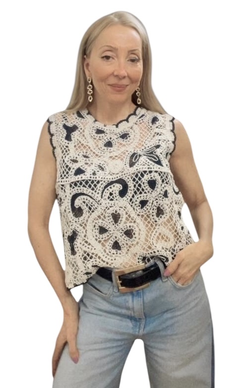 Blusa Regata Crochê
