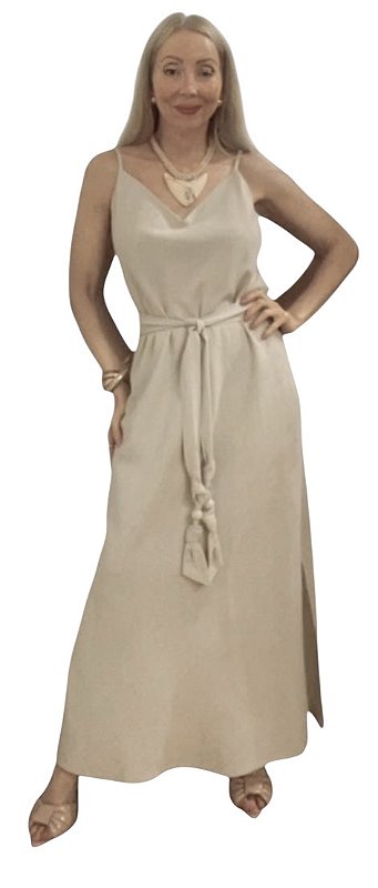 Vestido Alça Cinto Viscolinho
