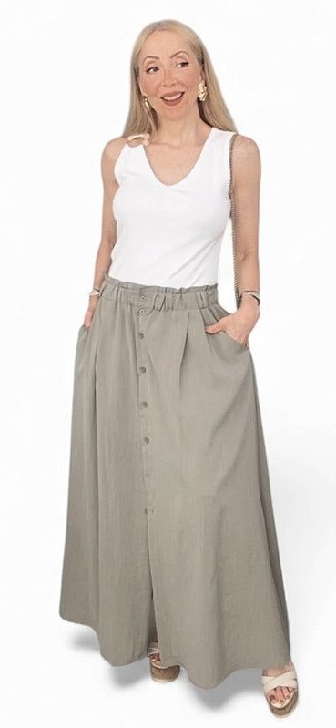 Saia Botões Frontal Viscolinho