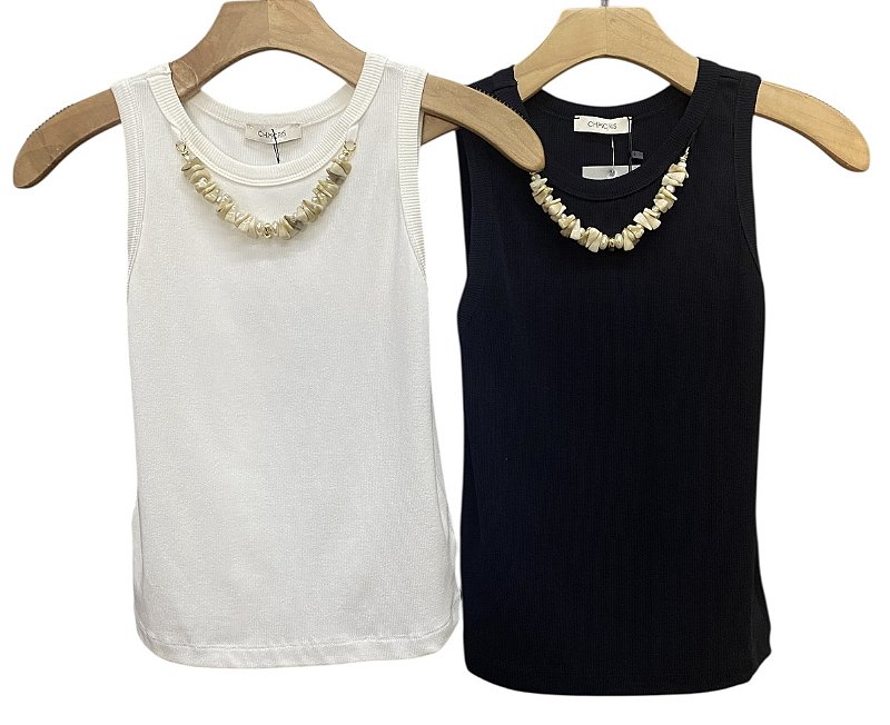 Regata Colar Malha Rib