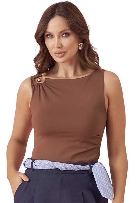 Blusa Regata Fivela Poliamida