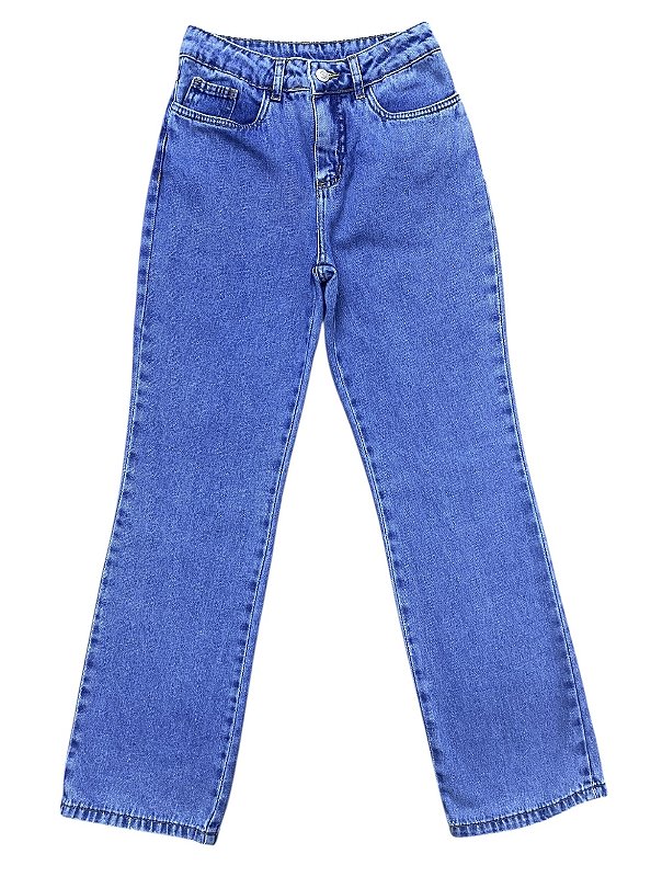 Calça Reta Cintura Alta Jeans