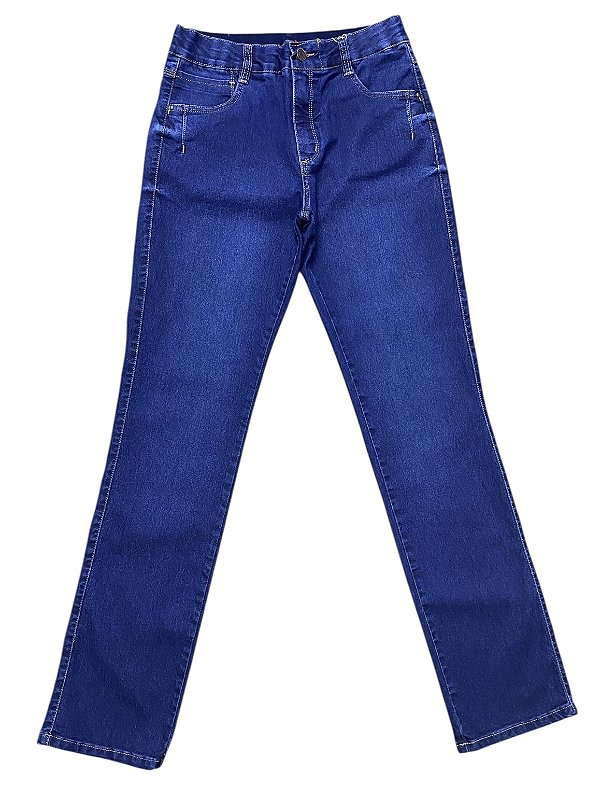 Calça Reta Cintura Alta Jeans