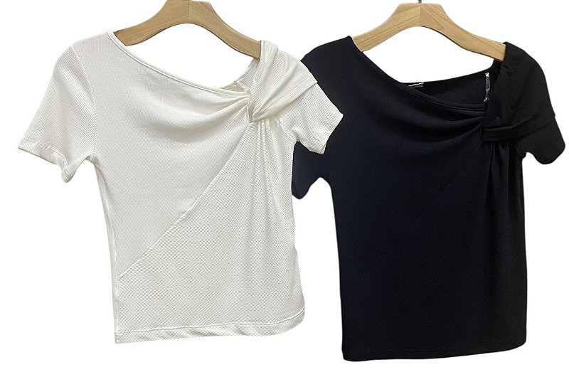 Blusa Manga Curta Malha Rib