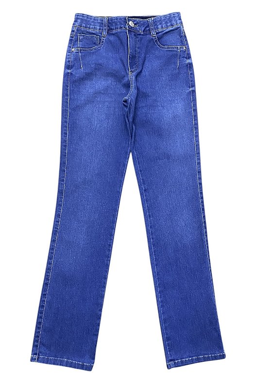 Calça Reta Cintura Alta Jeans