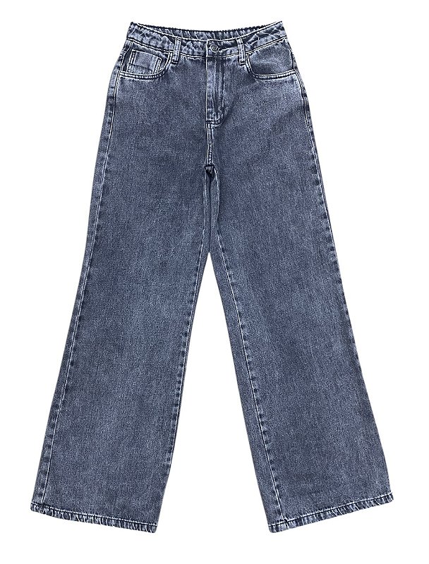 Calça Wide Leg Cintura Alta Jeans