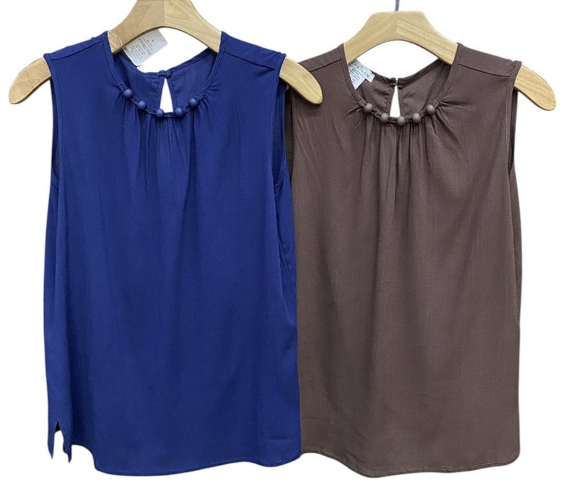 Blusa Regata Detalhe Colo Viscolinho