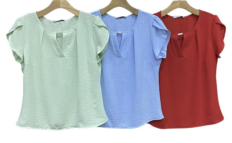 Blusa Manga Curta Crepe