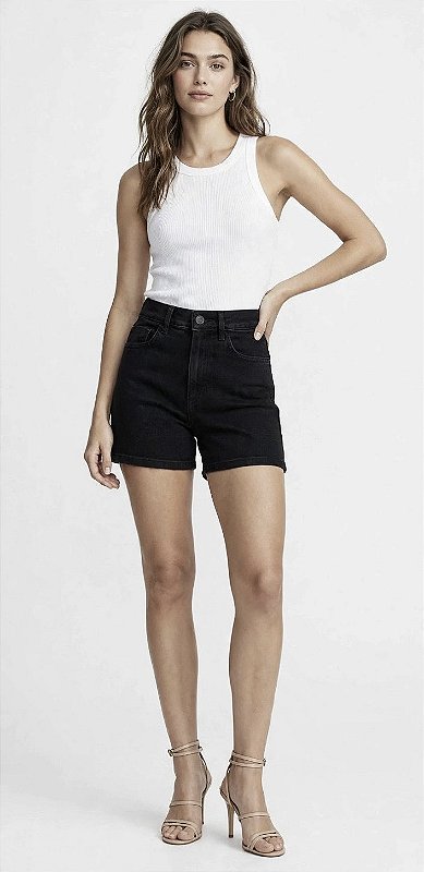 Shorts Curto Cintura Alta Jeans
