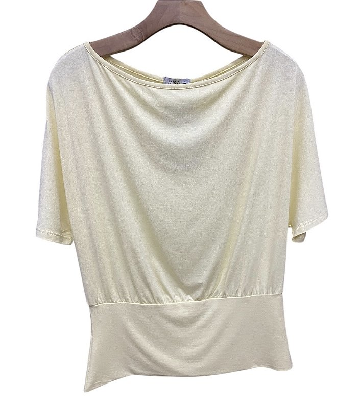 Blusa Manga Curta Elástico Cintura Viscomalha