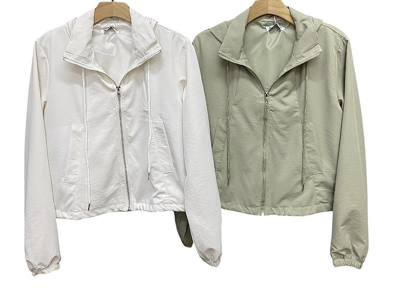 Jaqueta Corta Vento Ajuste Cintura Nylon