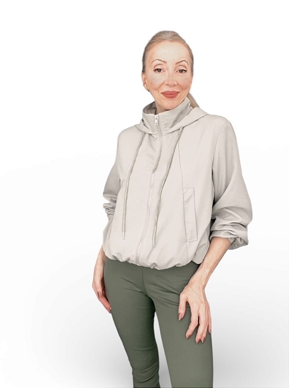 Jaqueta Corta Vento Ajuste Cintura Nylon