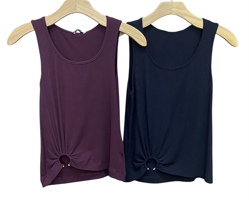 Blusa Regata Detalhe Barra Malha Rib