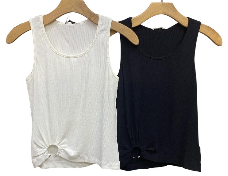 Blusa Regata Detalhe Barra Malha Rib