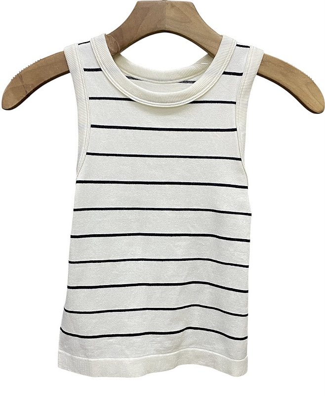 Blusa Regata Listras Malha Rib