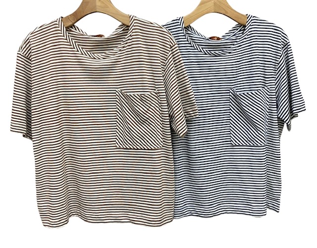 Blusa Manga Curta Listrada Bolso Viscomalha