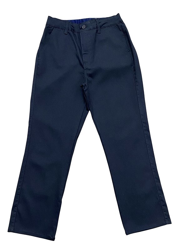 Calça Reta Tornozelo Cintura Alta Sarja