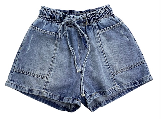 Shorts Elástico Cintura Jeans