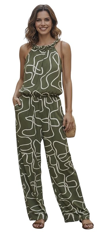 Macacão Longo Estampado Viscose