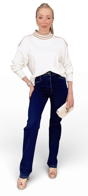 Calça Reta Cintura Alta Jeans