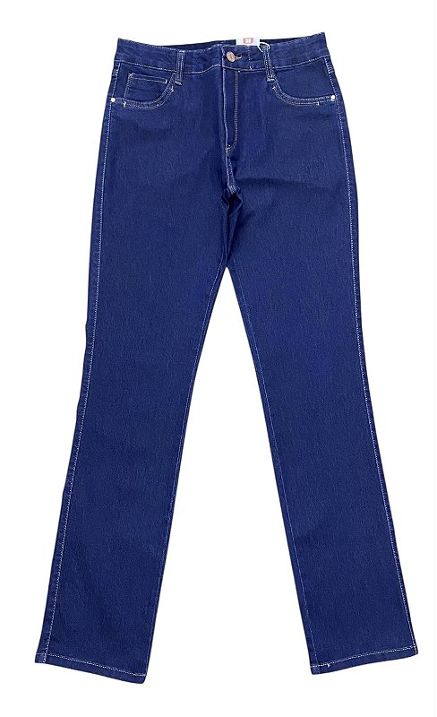 Calça Reta Cintura Alta Jeans