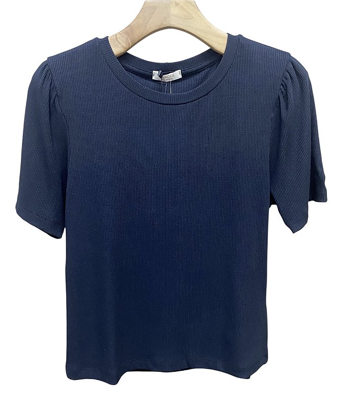 T-Shirt Manga Curta Malha Rib