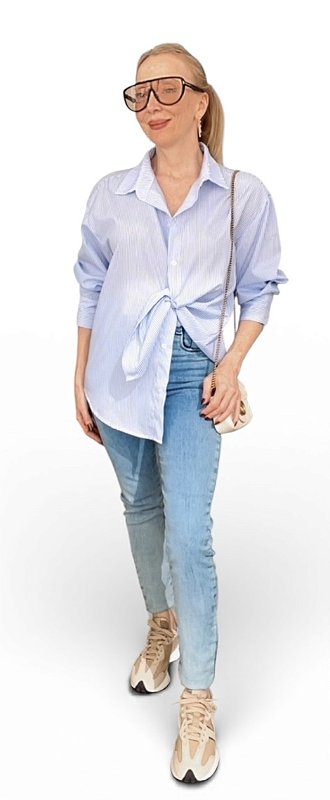 Camisa Listras Manga Longa Viscose